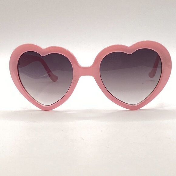 0953 Debbie Oversized Heart Shaped Sunglasses Pink Frames Grey Lenses UV… - Picture 3 of 9